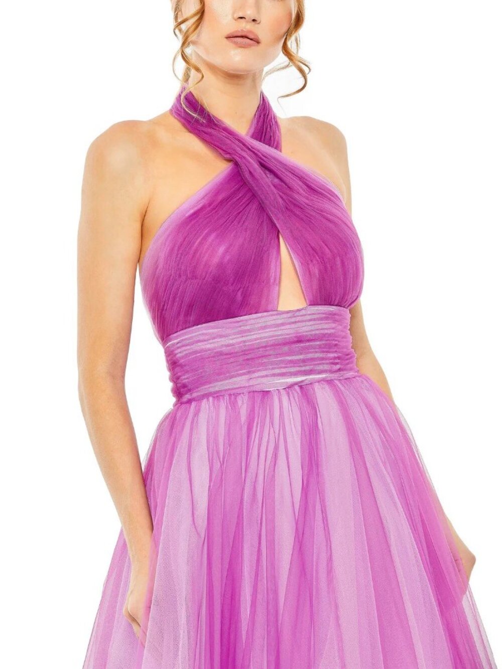MAC DUGGAL Size 4 Purple Ombre 20554 Cross Front Ombre Ball Gown Dress Formal - Picture 3 of 10